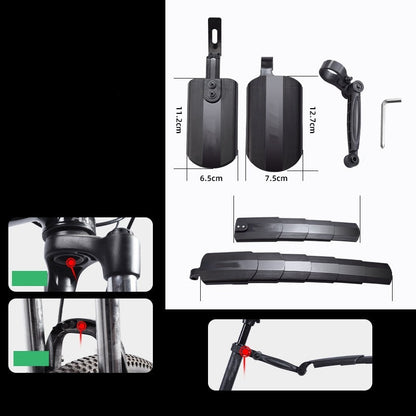 Adjustable retractable bicycle mudguard set