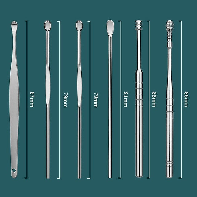 Ear Cleaner Set 6-Piece with Keychain Case