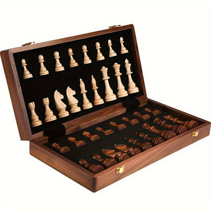 Foldable Wood Chess Set with Chess Pieces