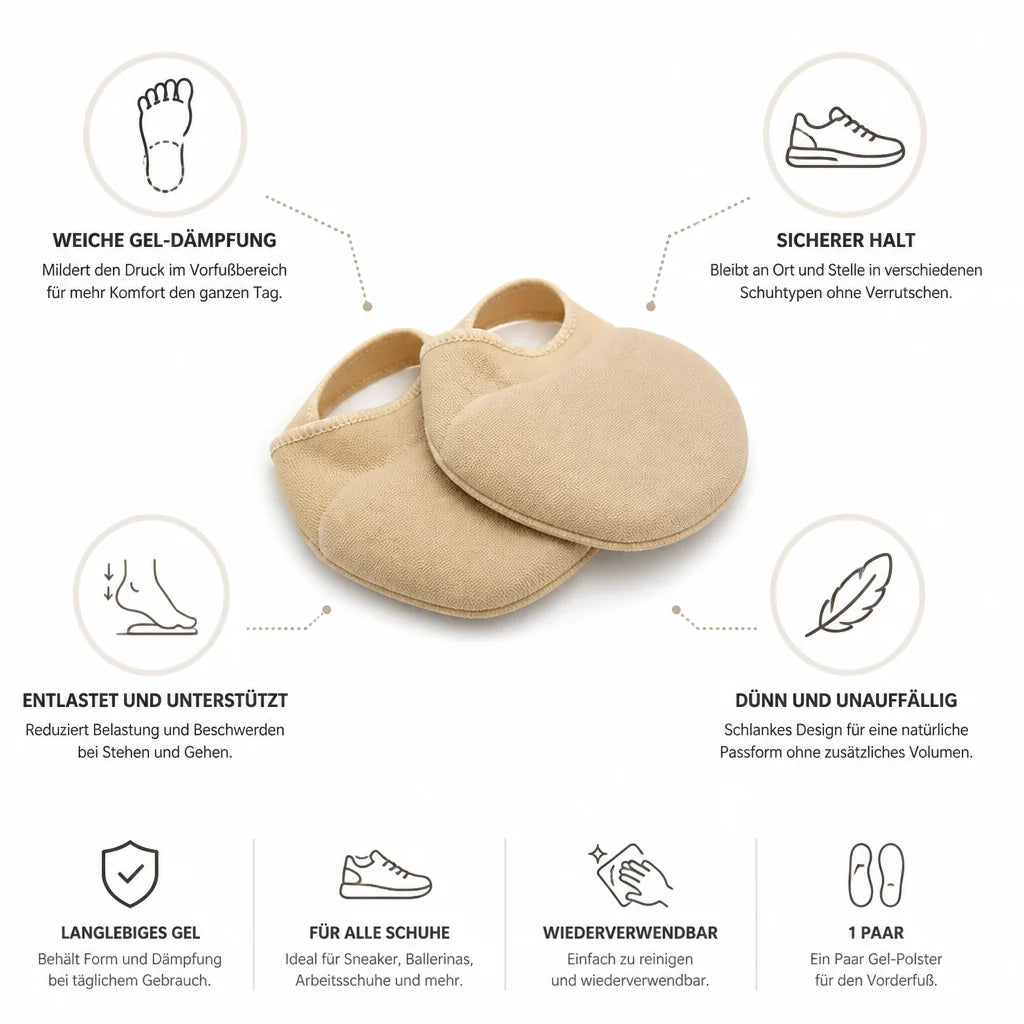 Slim Gel Pads for the Forefoot, Non-Slip (Pair)