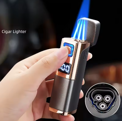 Lighter with LED Display and Triple Jet Flame
