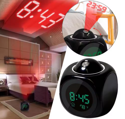 Projection Alarm Clock with LED Time & Temperature