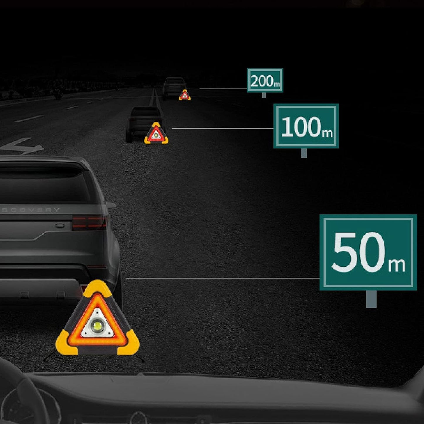 Warning triangle with LED light and power bank