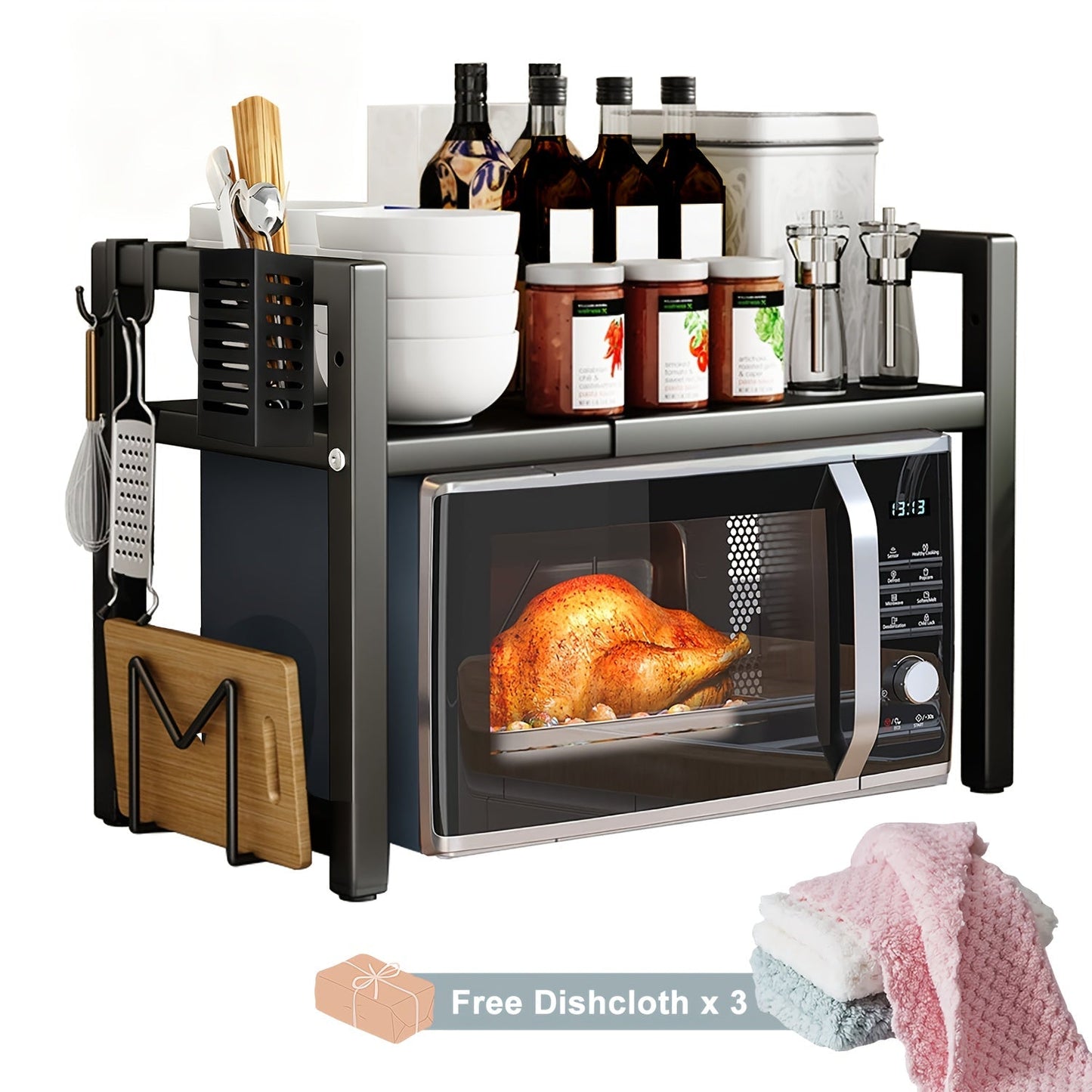 Extendable Microwave Rack 2 Tiers