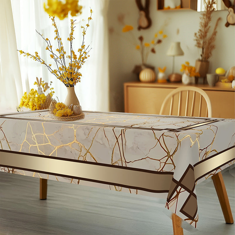 LuxeGuard Marble-Effect Tablecloth