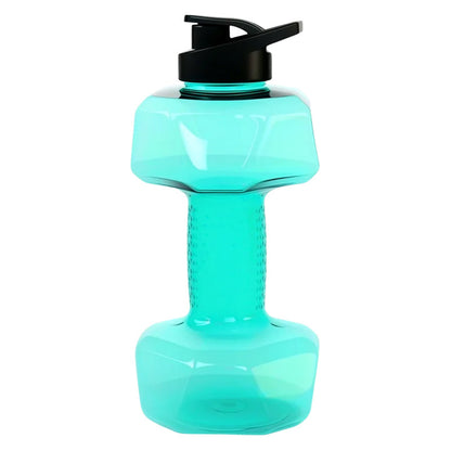 Dumbbell-shaped BPA-free drinking bottle with flip lid