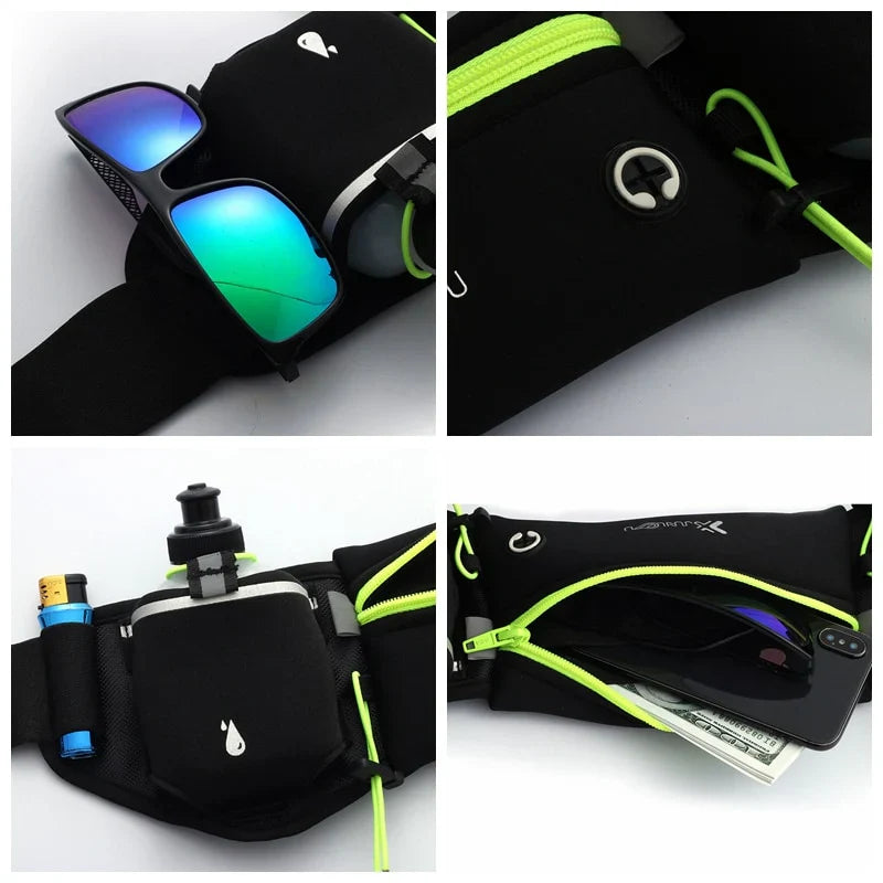 Running belt with water bottles for hands-free hydration