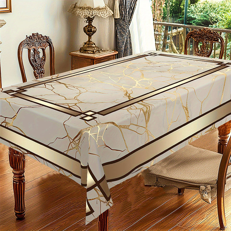LuxeGuard Marble-Effect Tablecloth