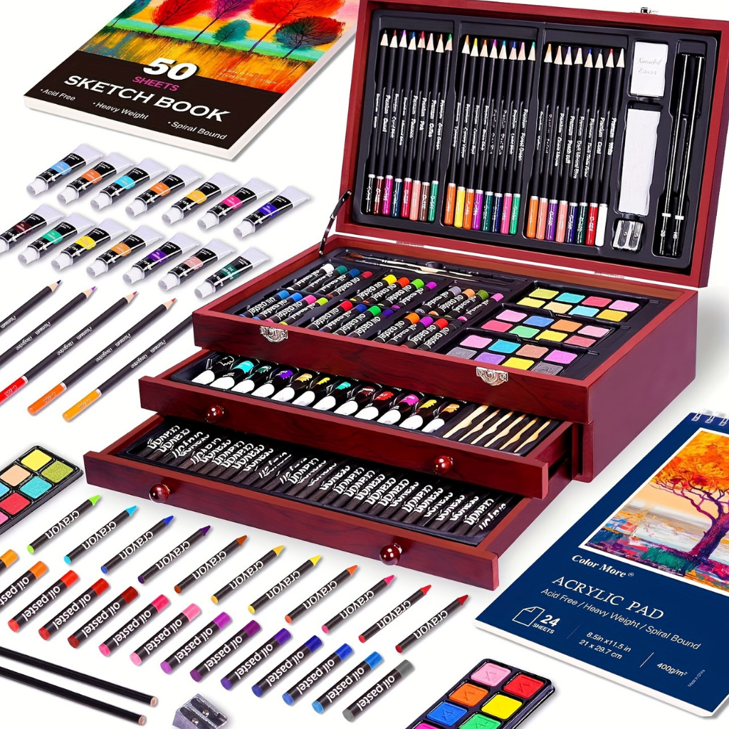 175-piece artist set in wooden box