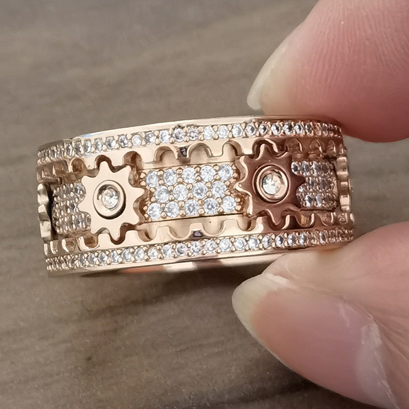 Spinning Gear Ring Stainless Steel Fidget Ring