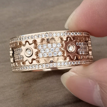 Spinning Gear Ring Stainless Steel Fidget Ring